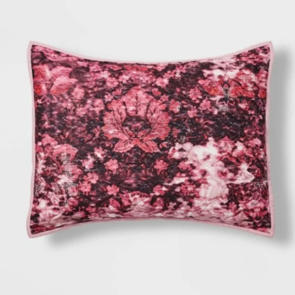 Opalhouse Vintage Rug Textured Velvet Floral Single Standard Sham Purple